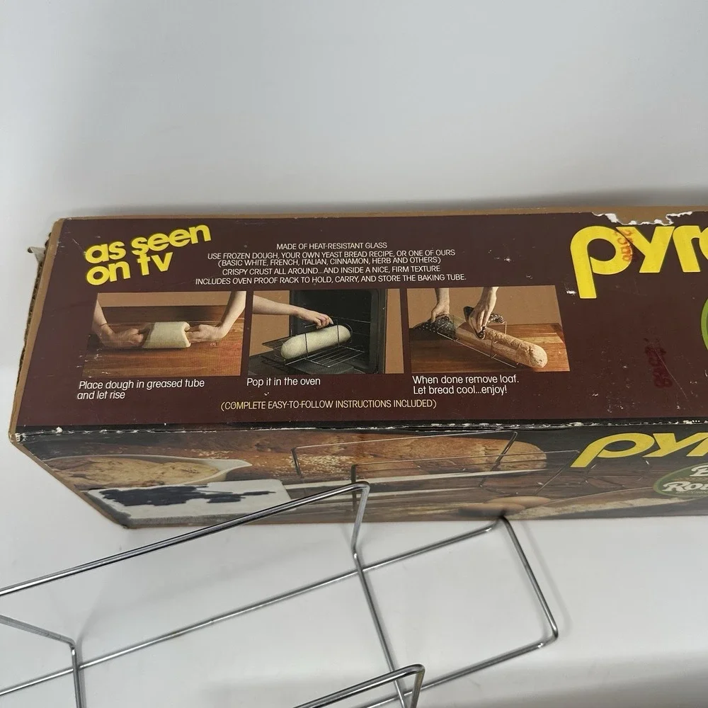 Vintage Pyrex Bake-A-Round Glass Bread Baking Tube & Rack Corning 14